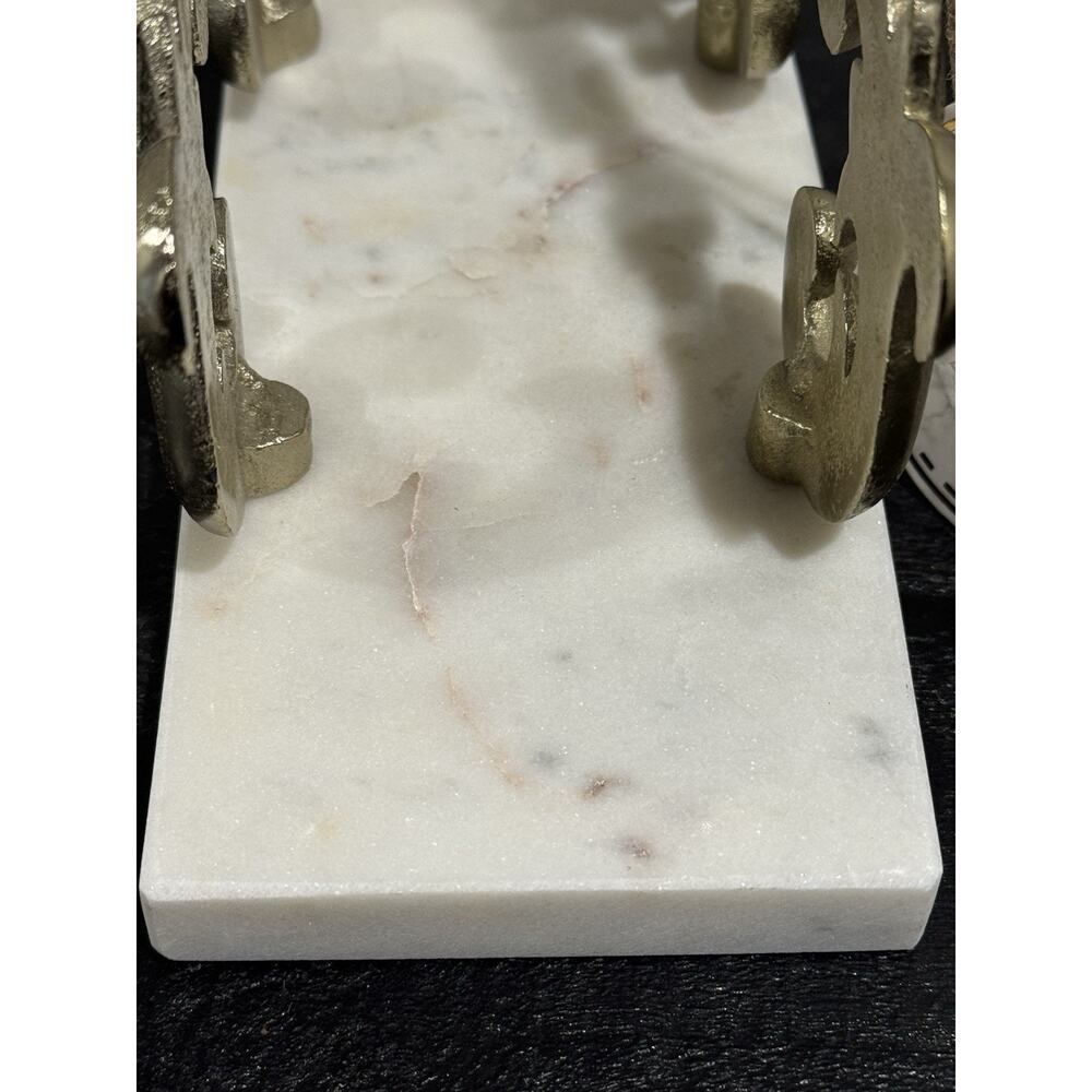 Made In India Ornate Gold Napkin Holder White Faux Marble Base Kitchen Decor - Picture 7 of 12